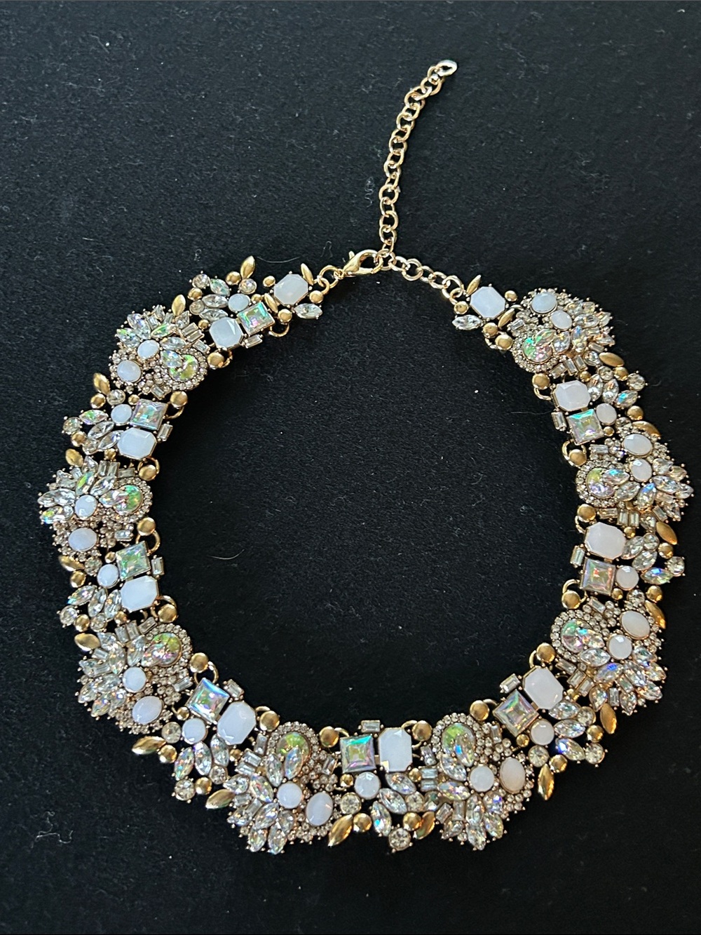 Gold-Tone Opal & Crystal Statement Necklace - Women Jewelry-adjustable length